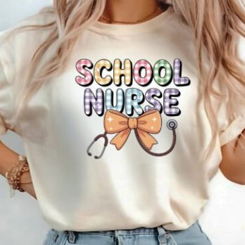 Pastel Checkered School Nurse Shirt